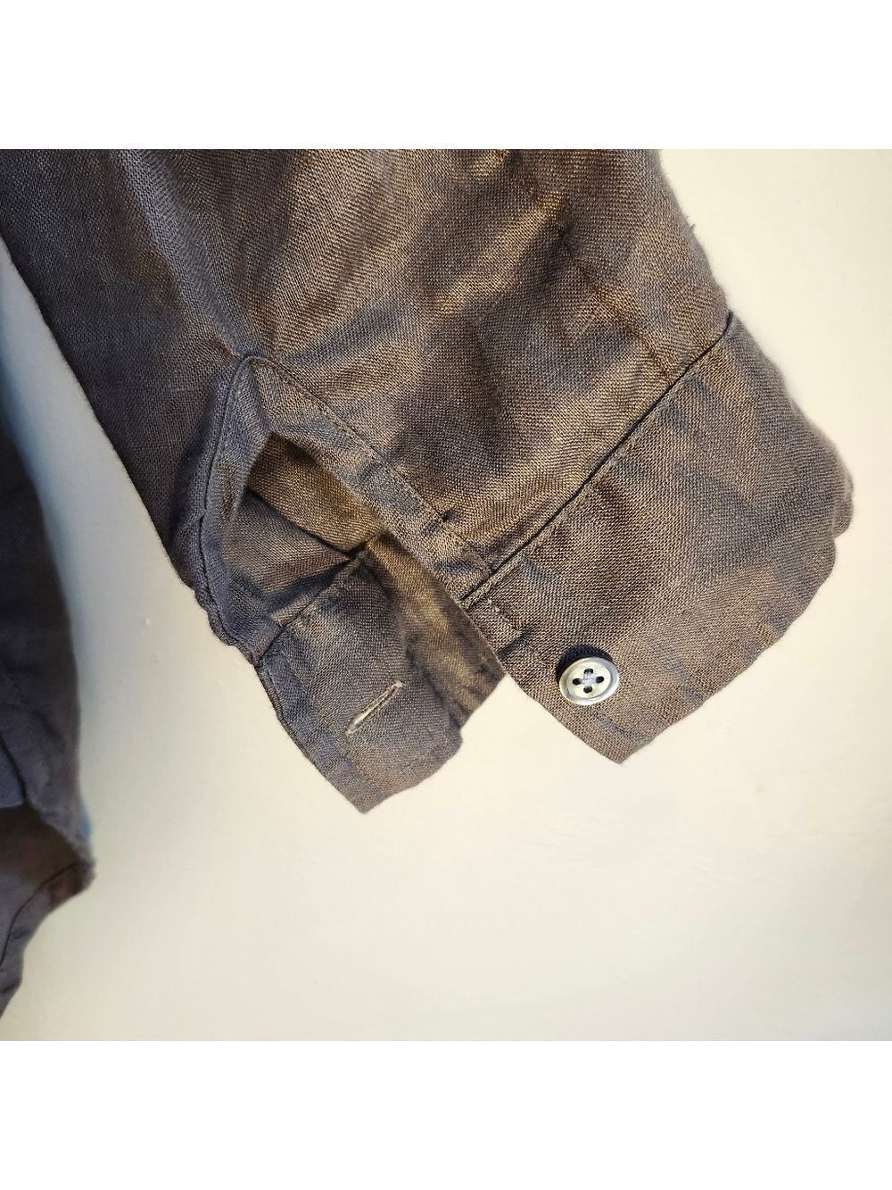 J. Jill Dark Brown 100%Linen Button Down Oversized Sz S - Picture 4 of 8